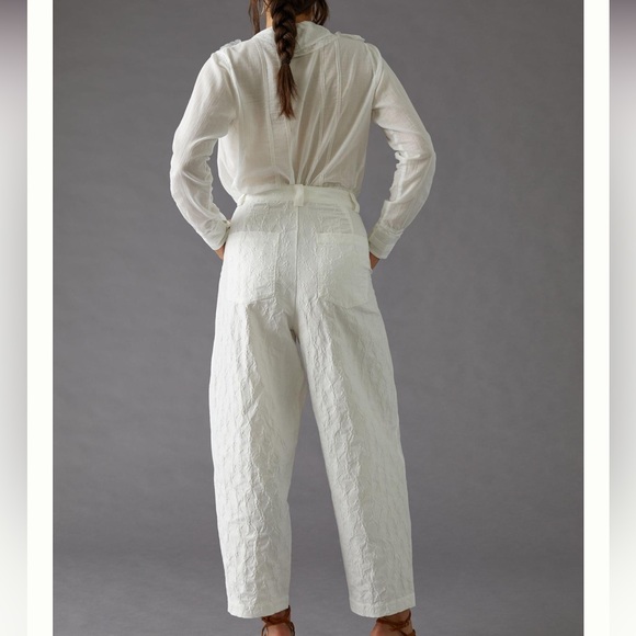 NWT Anthropologie Stella Nova Jill pants textured jacquard trouser barrel leg - Picture 5 of 11